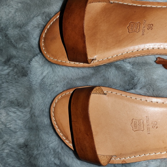 Santo Calzature. Roma S. 38 Fringe Brown Leather Bohemian Gladiator Sandals - Picture 6 of 8